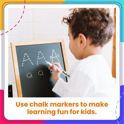 Chalkola 6 White Liquid Chalk Markers - Dry Erase Liquid Chalk Pens for Blackboard, Car Window, Bistro | Variety Pack