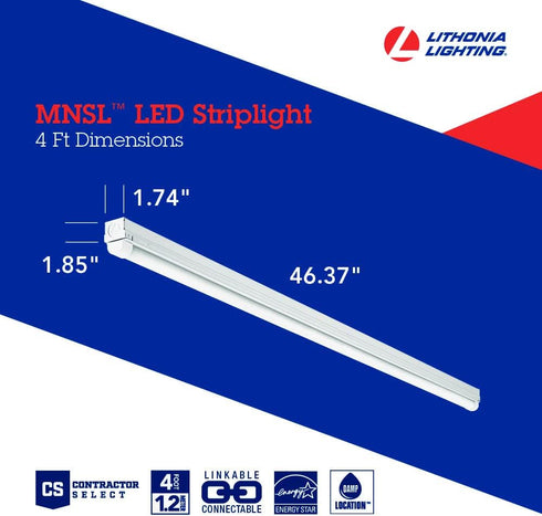 1 4 2500 4000K, 80CRI, 20W, L46 1LL 120V 40K 80CRI M6) Lithonia Lighting Light LED Strip Light, Foot LED Ceiling