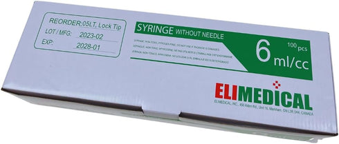 Veterinary Disposable Syringe, 6cc Luer Lock, Without Needle, Individually Packaged, 100 per box