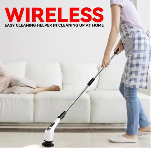 Generic 7-in-1 2 7 Electric Spin Scrubber with Long Extension Handle, Cordless Cleaning Brush with Speeds, Power