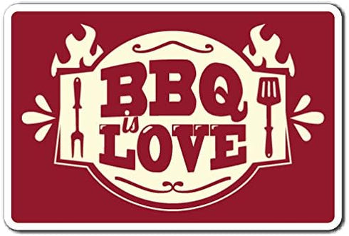 BBQ Love Decal Grill Chef Cook | Summer Food Party Barbeque | Indoor/Outdoor | 9" Tall