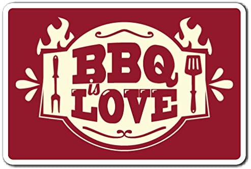 BBQ Love Decal Grill Chef Cook | Summer Food Party Barbeque | Indoor/Outdoor | 9" Tall