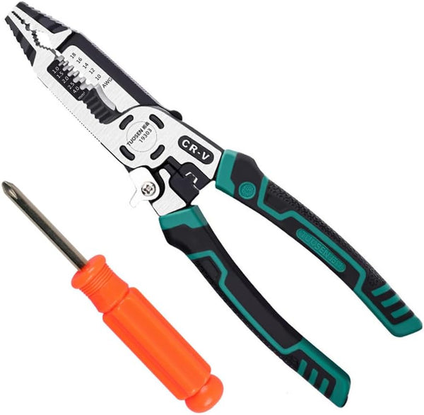 szhdxsy 10-in-1 Wire Stripper Tool, Multi-functional Pointed-Nose Pliers for Cable Stripping and Cutting