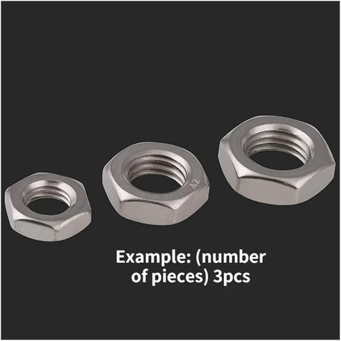 RWRAPS 5/10pcs M4 M5 M6 M8 M10 M12 M14 M16 M18 M20 304 Nut(10pcs,M18) Stainless Steel Thin Nuts Flat Tighting Hexagon