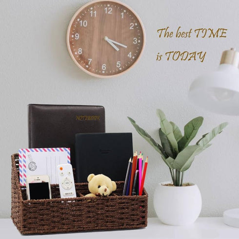 Desk Organizer and Storage - Mail Organizer Countertop, Magazine File Holder, Dark Brown