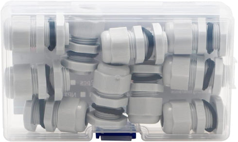 3/8 Cable Glands White PA66 Connector, IP68 Waterproof Adjustable Cord Grip Strain Relief Connectors
