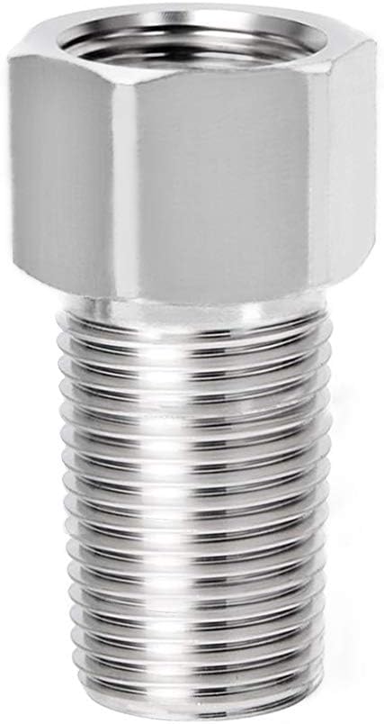 Hooshing Stainless Steel Pipe Fitting - 1/2" Female to 1/2" Male Straight Thread Extension Pipe Connector (Length 1.97
