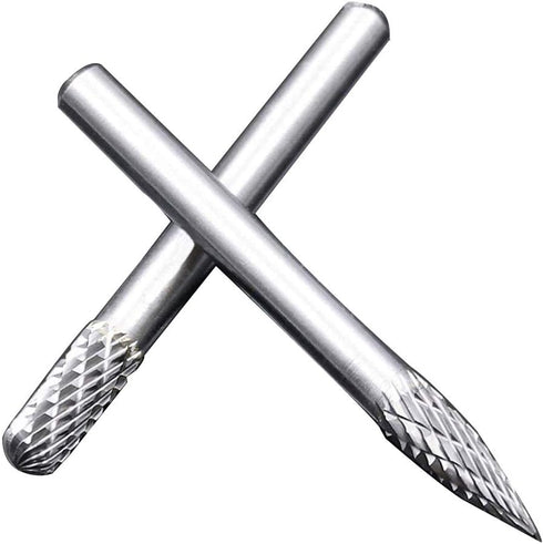 10pc Tungsten Carbide Burr Set, 1/4" Shank Double Cut Rotary Cutting Bits for Woodworking