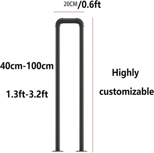 PAUANI Guardrail(Black,35cm) Industrial U-Shaped Stair Handrail - Safety Transitional Step Non-Slip Stairs Railing