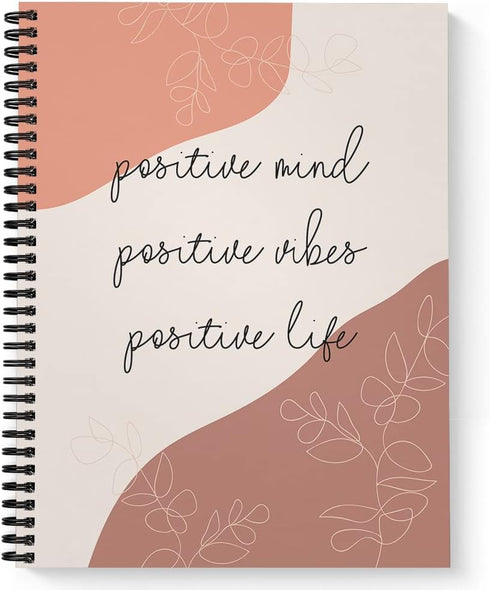 Softcover Positive Motivational Spiral Notebook, 8.5" x 11", 120 Wide Ruled Pages, Durable Gloss Laminated Cover, Black
