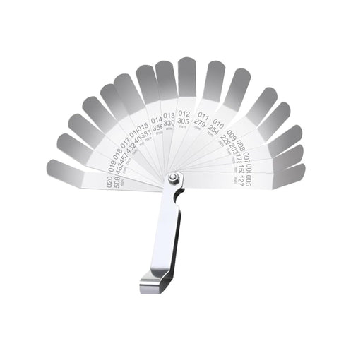 Stainless Steel Feeler Gauge - Dual Reading Combination Gap Thickness Measure Inch & Metric 0.127-0.508mm / 0.005