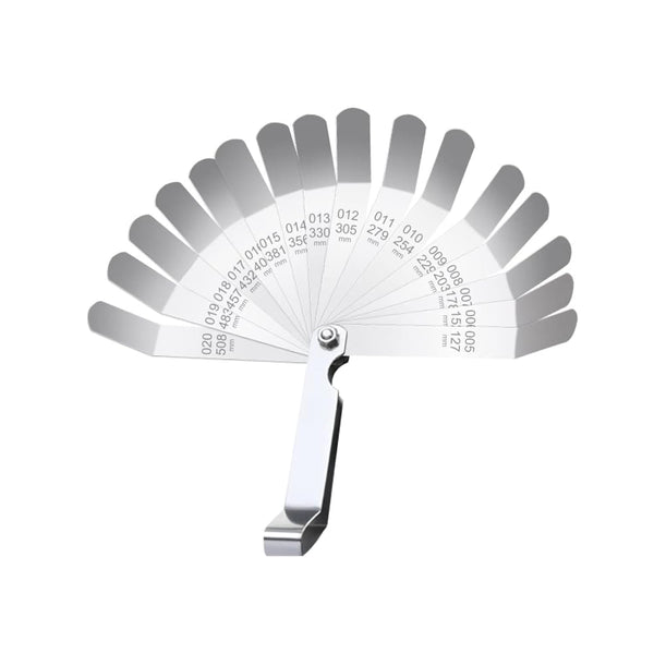 Stainless Steel Feeler Gauge - Dual Reading Combination Gap Thickness Measure Inch & Metric 0.127-0.508mm / 0.005