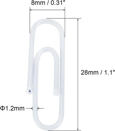 MECCANIXITY Paper Clips Small Size 1.1 Inch Vinyl Coated to Prevent Tearing Pages with Box for Organize Office Home White Count 200 by MECCANIXITY