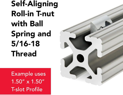 8020, 3917, 15 Series 5/16-18 Steel Roll in T-Nut with Ball Spring, T Slot Accessories for 80/20 Aluminum Extrusion (10