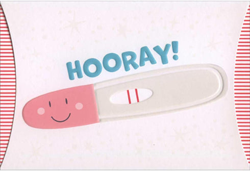 Pictura Hooray: Smiley Face Pink Pregnancy Test Congratulations on Pregnancy New Baby Card