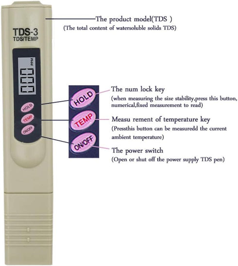 Digital TDS Meter Water Tester, PPM Water Quality Tester for Drinking Water, Swimming Pools, Aquariums (Grey)