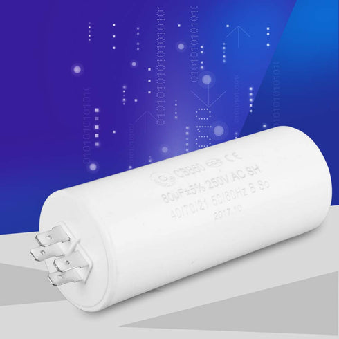 CBB60 Cylindrical Capacitor, 80uF 250V AC Motor Run Capacitor for Air Conditioner