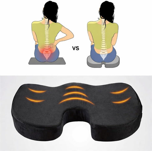 LongSeatto Tailbone Premium Memory Foam Seat Cushion with Carrying Bag & Cooling Gel for Office Chair, Wheelchair