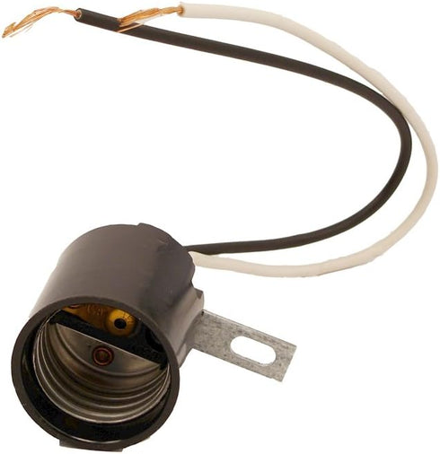 Leviton 2052-13 Keyless Medium Base Incandescent Lampholder, Bracket Mount, Single Circuit, Black