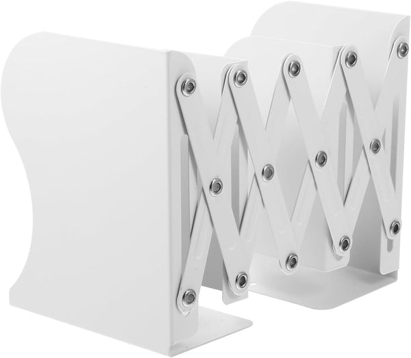DOITOOL Retractable White Large Bookend for Desk Bookshelf Organizer, Heavy Duty Desktop