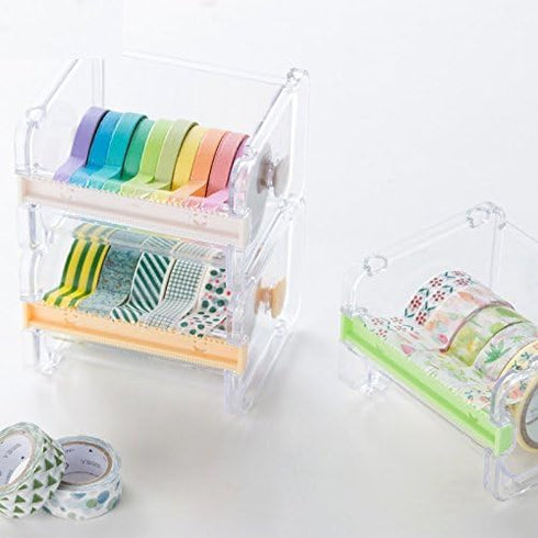 Transparent Visible Washi Packaging Tape Dispenser Tape Holder Organizer Desktop Office Tape Holder DIY Sticker Roll Tape Cutter Holder Storage Tape Cutting Multi Tape Dispenser,Washi Tape Dispenser