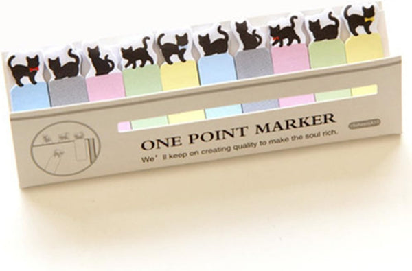 Black Kitty Cat Mini 150 Pages Bookmark Post Index Tab Sticky Notes by schoolsupply