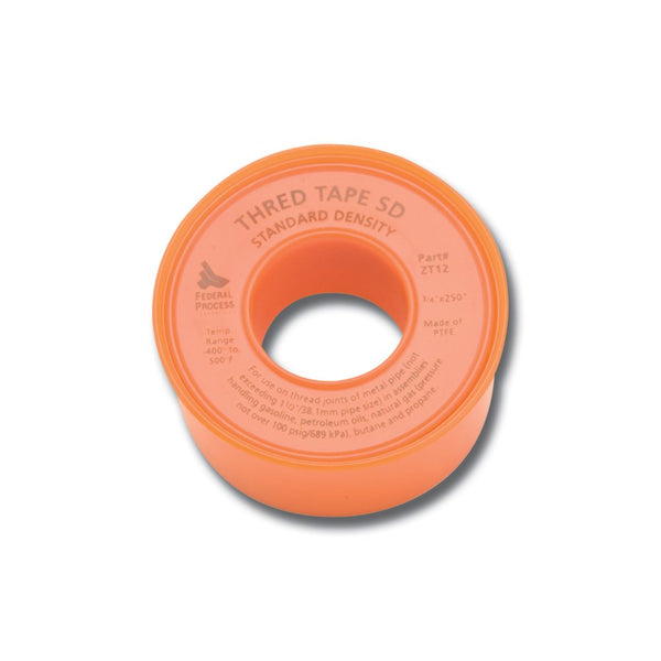 Gasoila White PTFE Standard Density Thred Tape Roll, -400 to 500 Degree F Performance Temperature, 3 mil Thick, 3/4" Width, 250" Roll