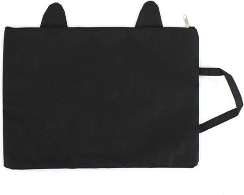 Sun Kea Cute Cat File Folders, A4 Size Zippered Canvas Portfolio Document Pocket, Students Stationery Organizer Handbag