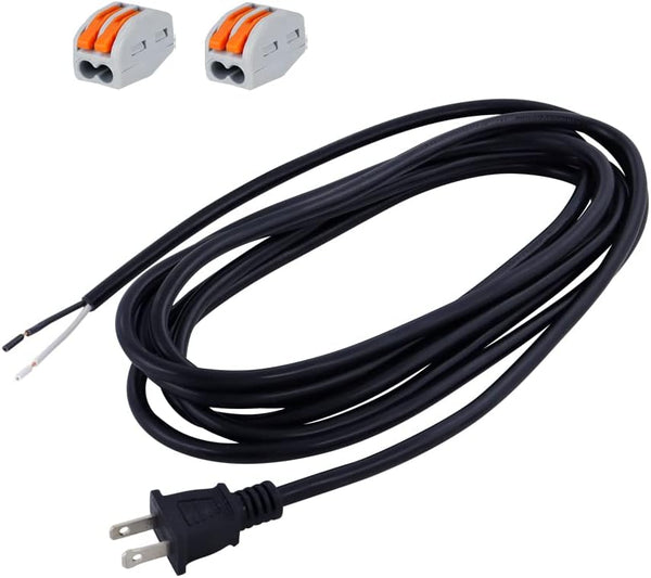 12FT Replacement Power Cord, 18 Gauge Round Cable with Polarized 2 Prong Plug, 18 AWG 120V AC Power Supply Cord