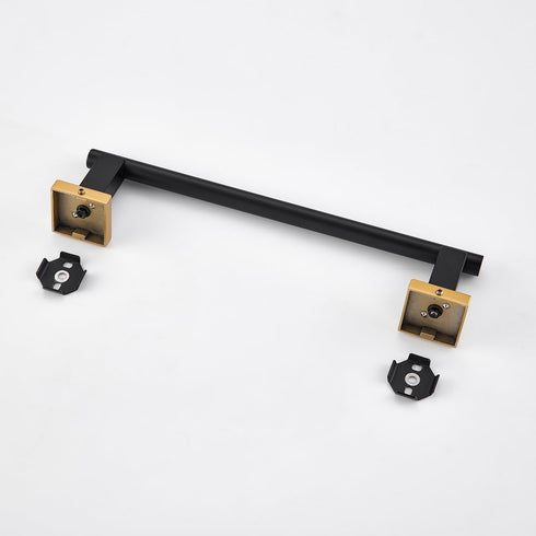 12-Inch Towel Bar, Miyili SUS 304 Stainless Steel Hand Towel Holder for Bathroom or Kitchen Wall Mount, Black & Gold