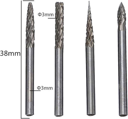 20pcs Solid Carbide Burr Set - 1/8 Shank Double Cut Tungsten Carbide Files for Rotary Drill by YEEZUGO