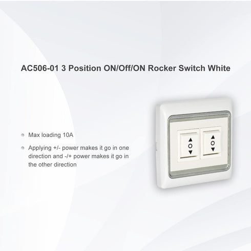 AC506-01 3 AC120 60HZ Rollerhouses Position ON/Off/ON Rocker Switch White Double Manual Wall Mounted Switch DPDT Work
