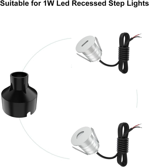 1 Pack Black Plastic Holder Waterproof Preembedded Inserts for 1W LED Step Lights, (S- 1-1/8") for Concrete Grassland