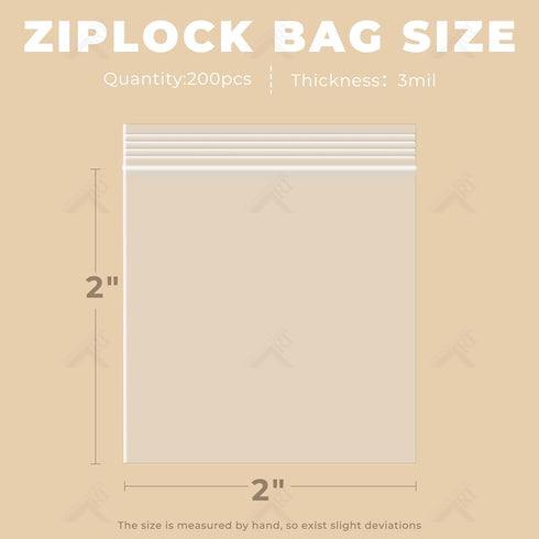 Golden State Art, 2" x 2" (200 Count) Clear Plastic Zip Bags, 3 Mil Thick Mini Reclosable Ziplock Bags for Pill, Beads, Screws, Packaging by Golden State Art