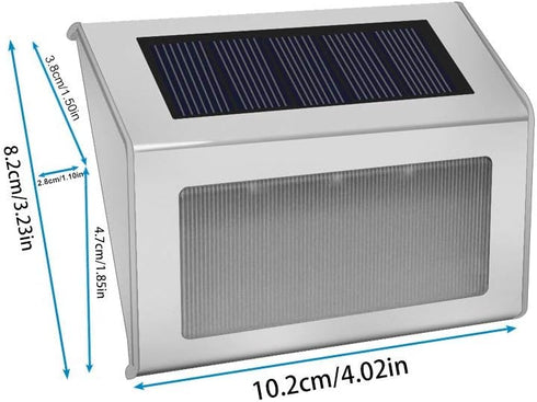 Pack 6 Solar Lights Outdoor Waterproof Deck Light, Solar Stair Lights Outside LED Step Lighting Stainless Steel