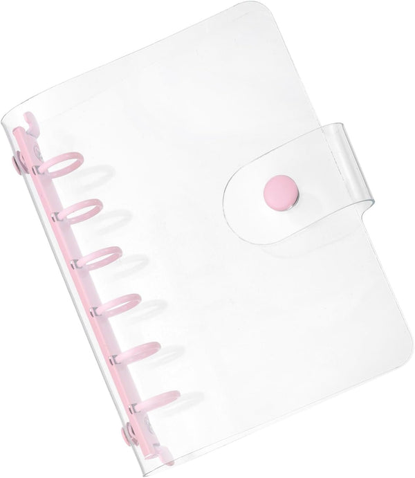 PATIKIL A7 Clear Binder Cover, Soft PVC Loose Leaf Notebook Shell with Snap Button Closure, 6 Rings for DIY Meeting