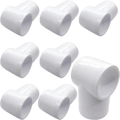 3/4“ Slip Tee PVC Fitting, Pack of 8 Furniture Grade DIY Connector for Greenhouse Shed Pipe Fittings