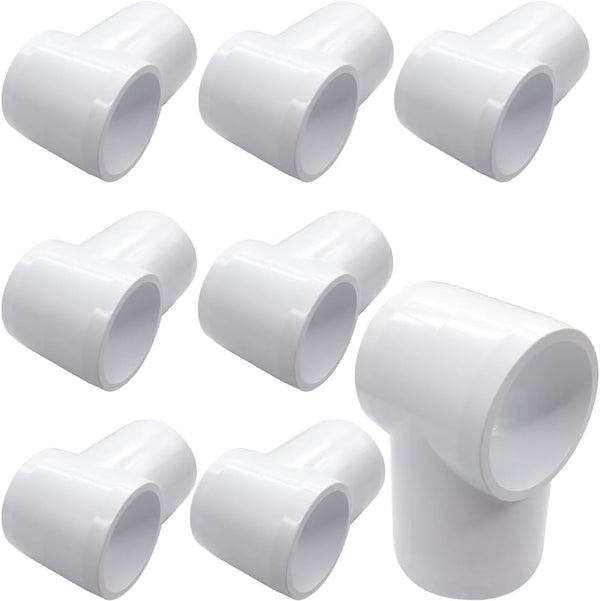 3/4“ Slip Tee PVC Fitting, Pack of 8 Furniture Grade DIY Connector for Greenhouse Shed Pipe Fittings