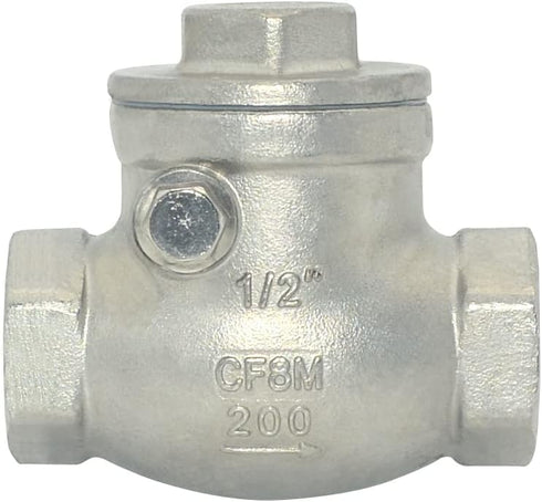 1/2" Stainless Steel SS316 Swing Check Valve, NPT Female x Female Thread, WOG 200 PSI PN16 CF8M