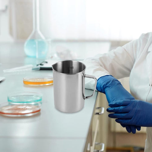 Hemobllo Stainless Steel Beaker, Lab Graduated Beaker with Handle for Liquids and Solids, Scientific Laboratory Supplies