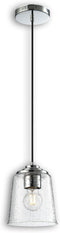 Modern Bubble Glass Pendant Light, 6"x6"x7.5" Rain-Drop Glass Hanging Fixture with Chrome