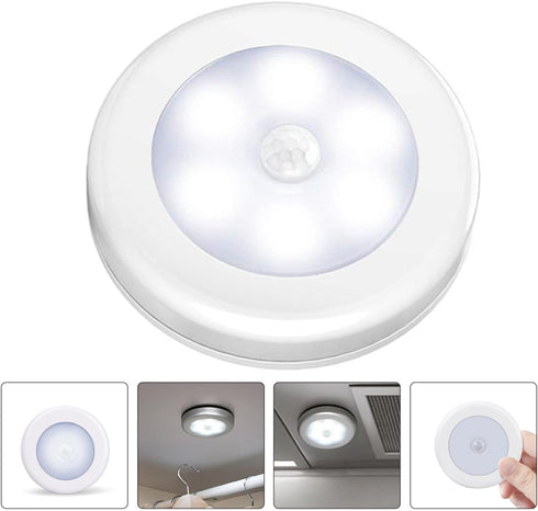 4pcs Closet Hemoton LED Motion Sensing Night Lights Battery-Powered Small and Hallway Wall Lamps White Cool Light