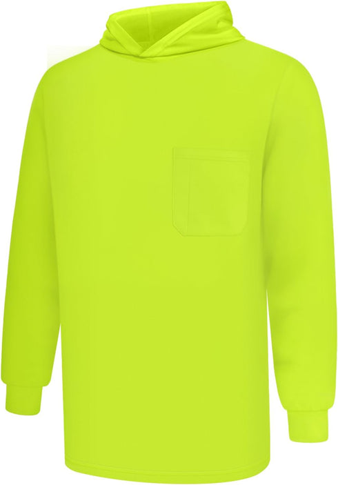 Hi Vis Shirts for Men with Hood, Long Sleeve Safety Shirts, Lightweight, Breathable Construction Work Shirts