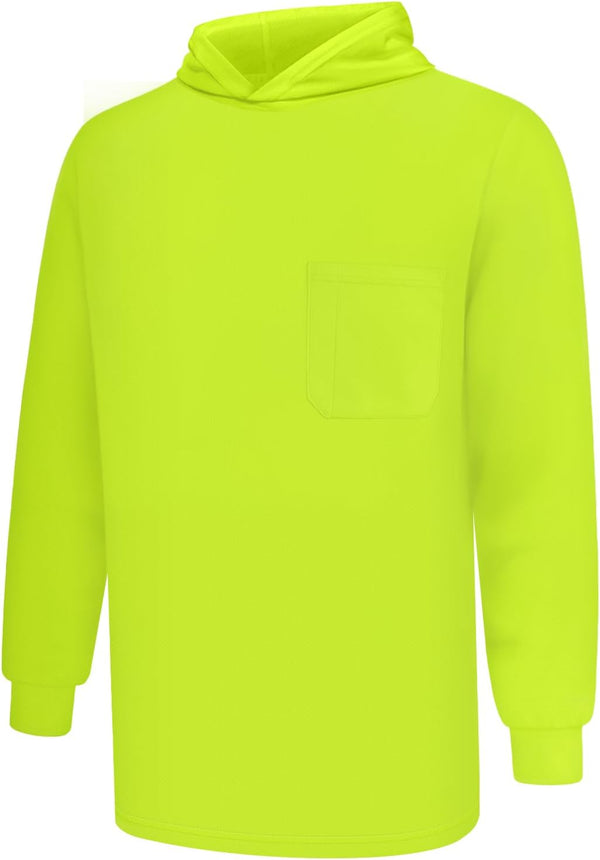 Hi Vis Shirts for Men with Hood, Long Sleeve Safety Shirts, Lightweight, Breathable Construction Work Shirts