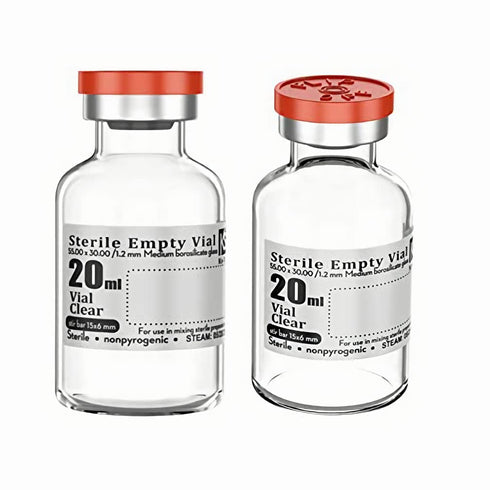 10pcs 20ml Sterile Empty Vial with Plastic Aluminum Flip Off Caps,Penicillin Bottle 20mm Crimp Top Sterile Transparent Borosilicate Lab Sample Vial (Transparent)