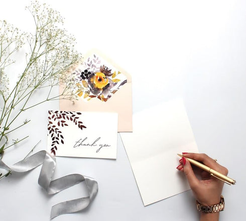 4x6 Inch, 250 (Pack 40) Thank You Cards with Envelopes and Stickers, Gold Foil Floral Design, GSM Heavy Card Stock