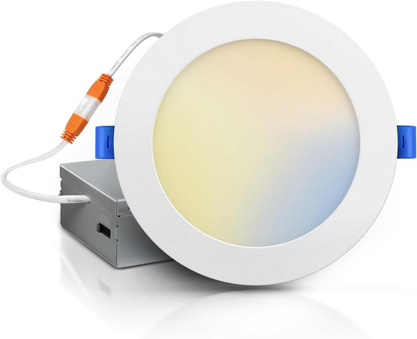 ECOELER 6 Inch 5CCT Ultra-Thin LED Recessed Ceiling Light with Junction Box,