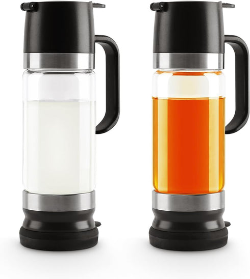 Aelga Coffee Syrup Dispenser, Honey Dispenser, 12 OZ Glass Syrup Bottles with