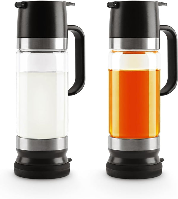Aelga Coffee Syrup Dispenser, Honey Dispenser, 12 OZ Glass Syrup Bottles with