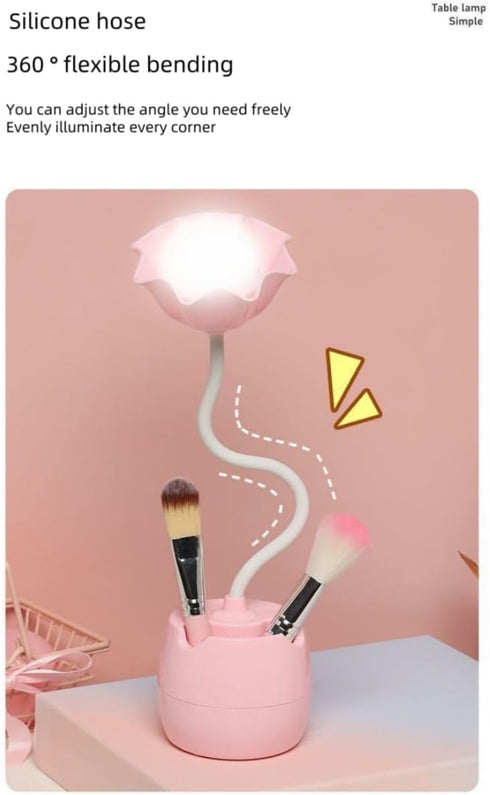 RIMIRICO Flower Table Lamp for Bedroom, LED Bedside Lamp Flexible Silicone Gooseneck Nightstand Lamp for Living Room